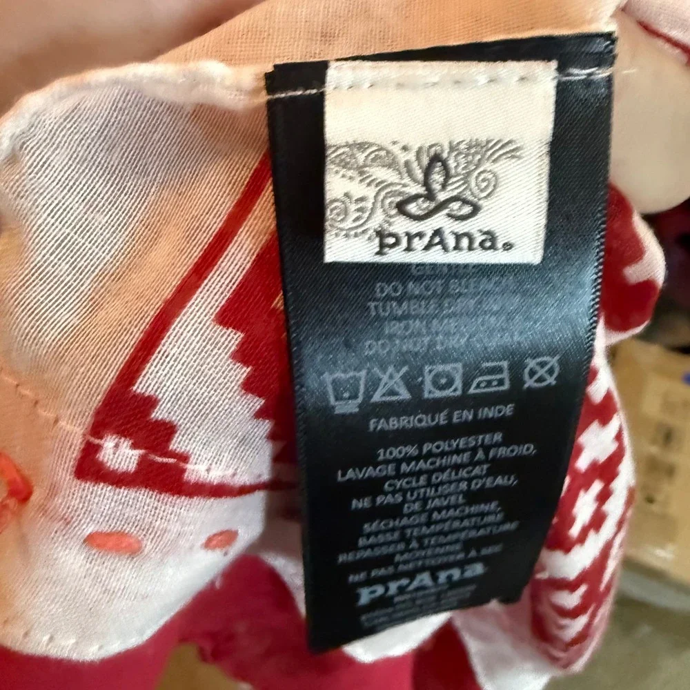 Prana Women's Pink Red Patterned Scarf‎ Wrap Bohemian Style